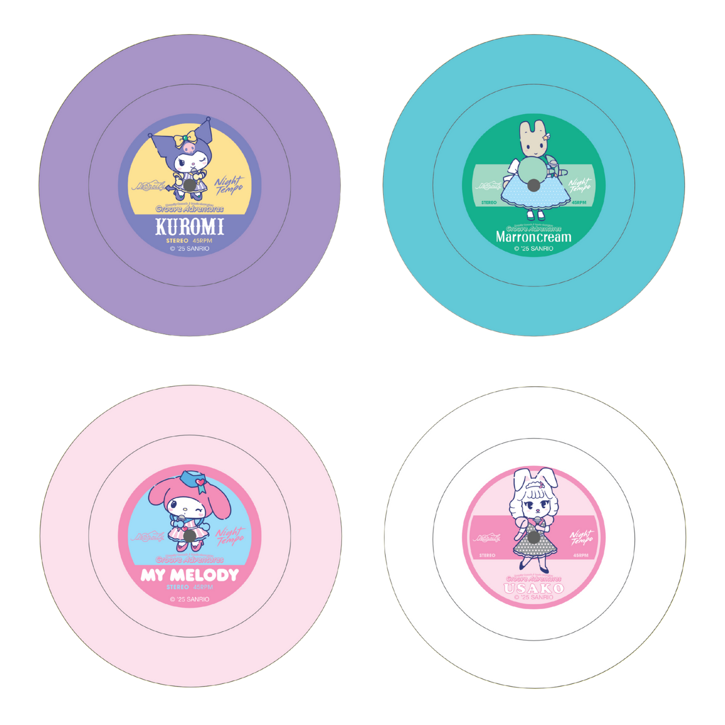 Neoncity x Sanrio Exclusive 80s Music Vinyl Style Coaster Set - Neoncity Records